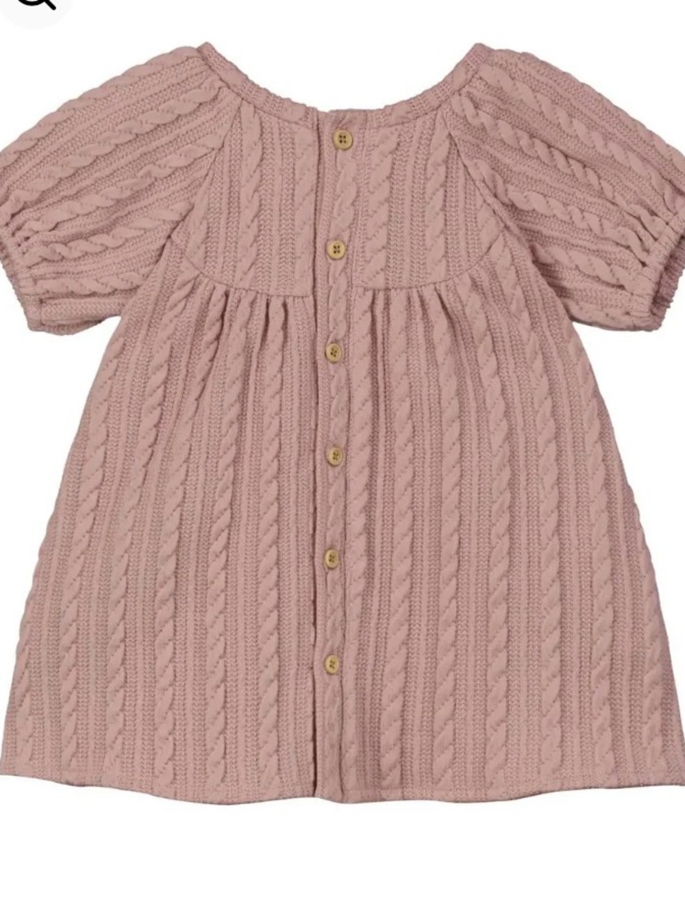 Ettie& h Keresen Girls' Knit Button-Back Dress in Dusty Pink Girl 18-24 months